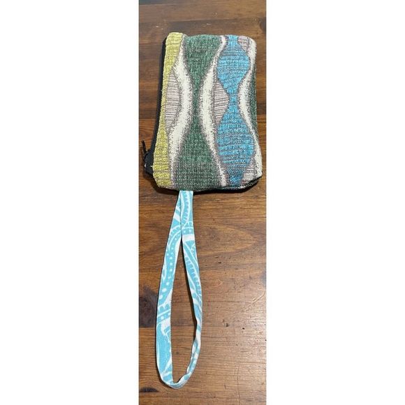 Unbranded Cloth Wristlet Coin Purse/Zip Closure/Blue Green Fabric/7.5" x… - Picture 3 of 5